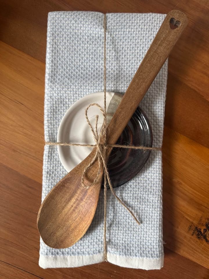 Spoon Rest Gift Set - Brown/White