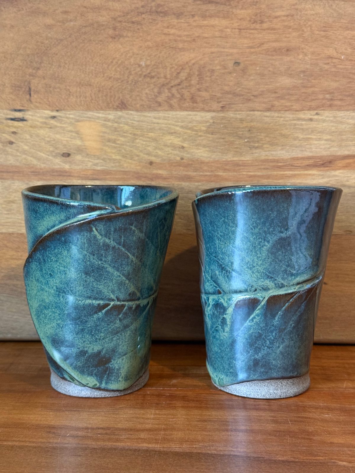 Leaf Tumbler Pair - Variegated Blue/Green